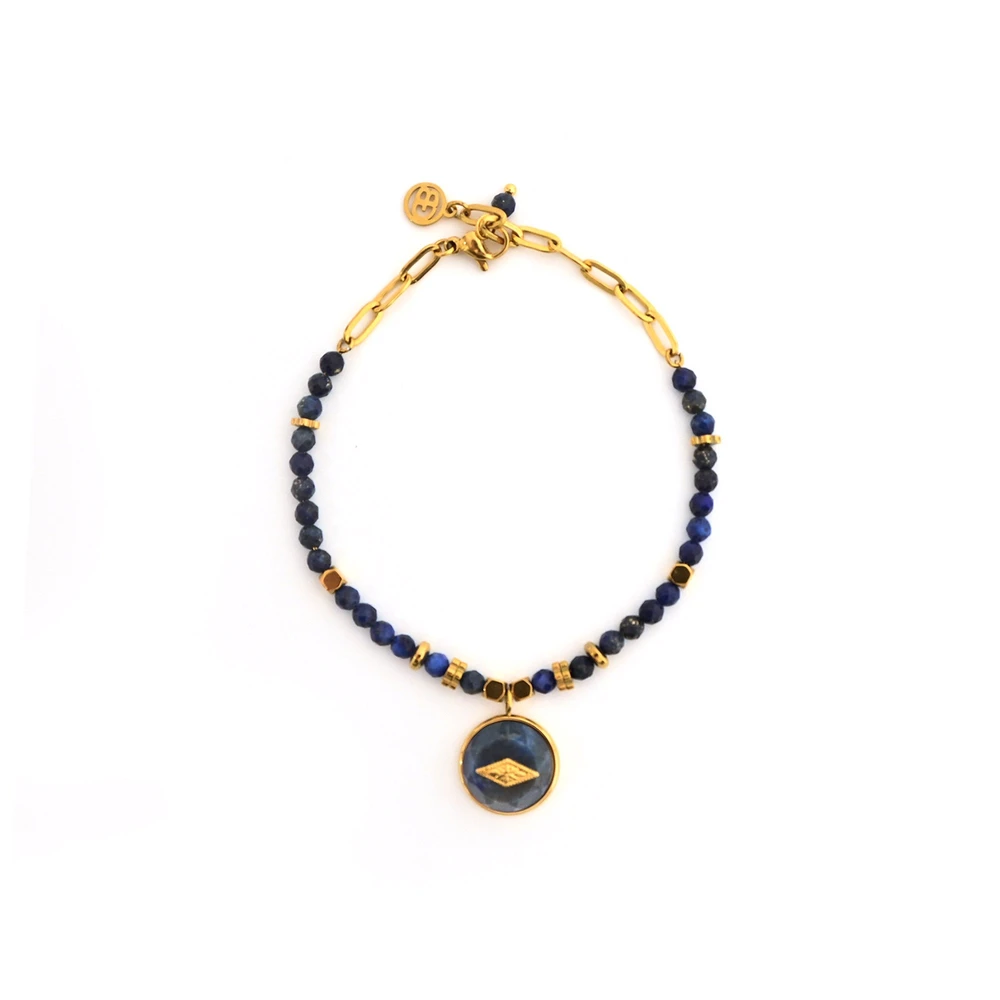 Bracciale in acciaio pietre natural stella GB