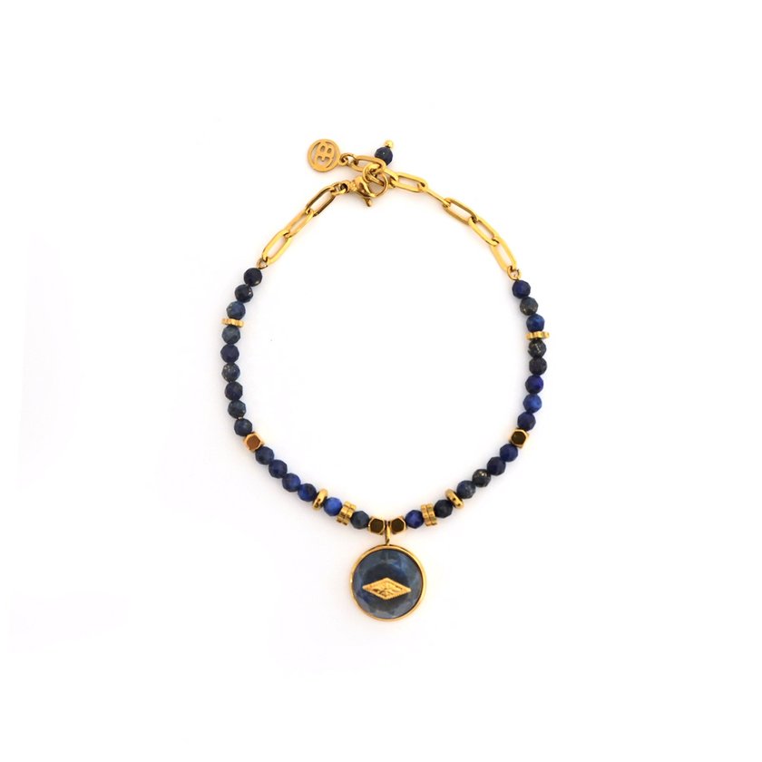 Steel bracelet natural stone eye GB