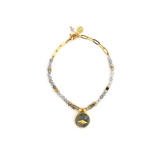 Pulseira em aço pedra natural olho GB