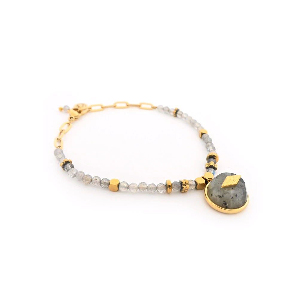 Bracciale in acciaio pietre natural stella GB