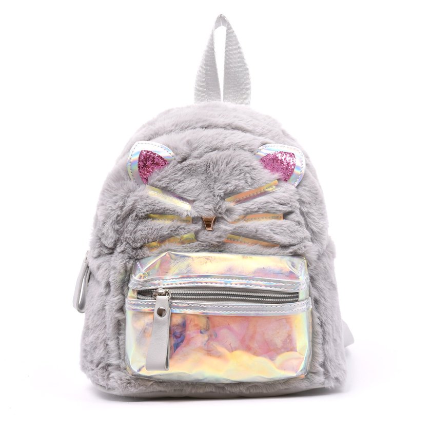 Fur backpack with external pocket GB