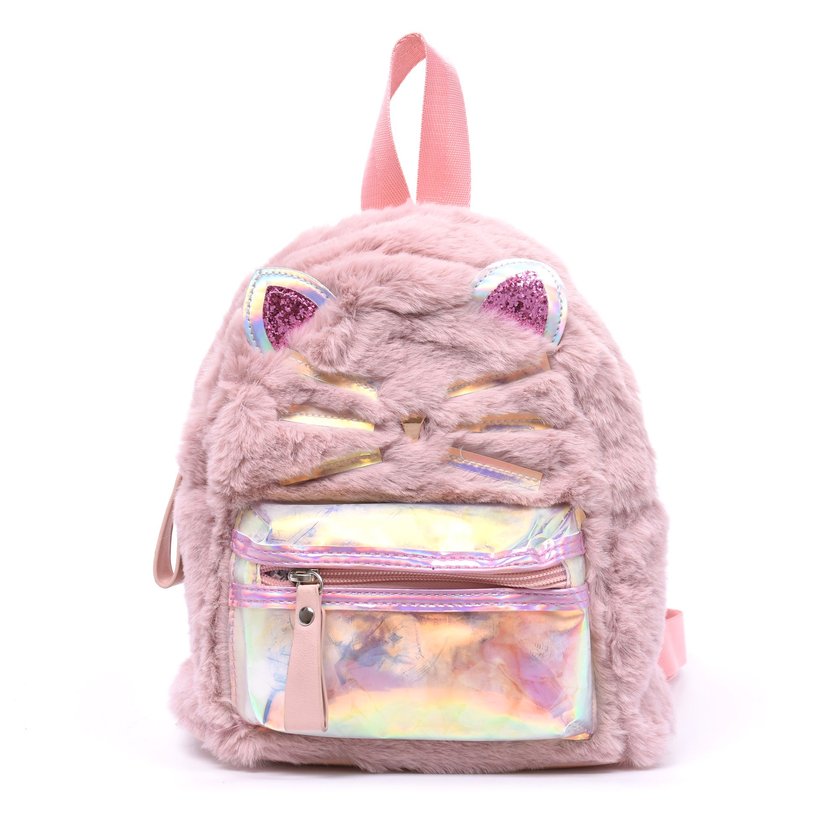 Fur backpack with external pocket GB