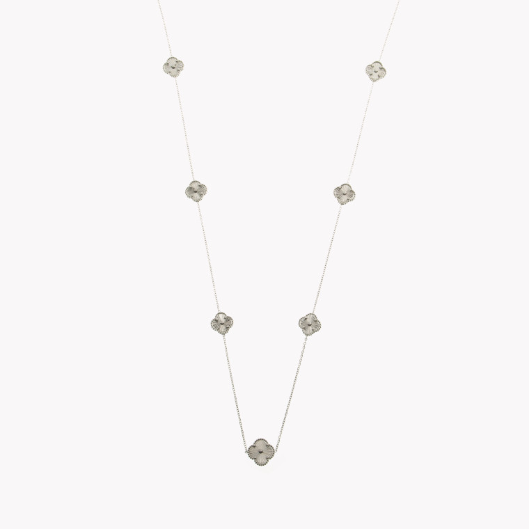 Steel necklace 7 clovers texture GB