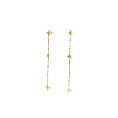 Boucles d\'oreilles en acier long étoiles GB