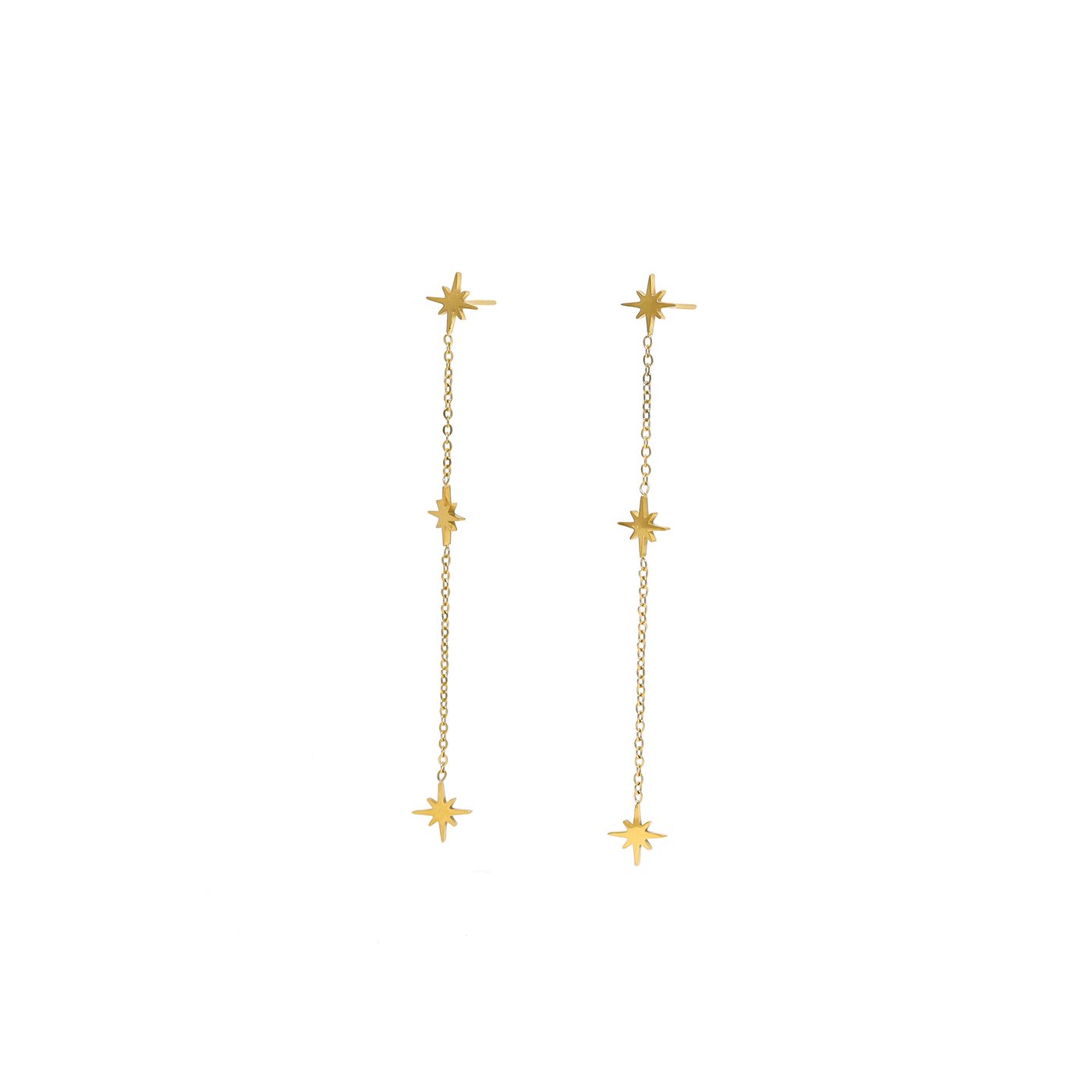 Boucles d\'oreilles en acier long étoiles GB