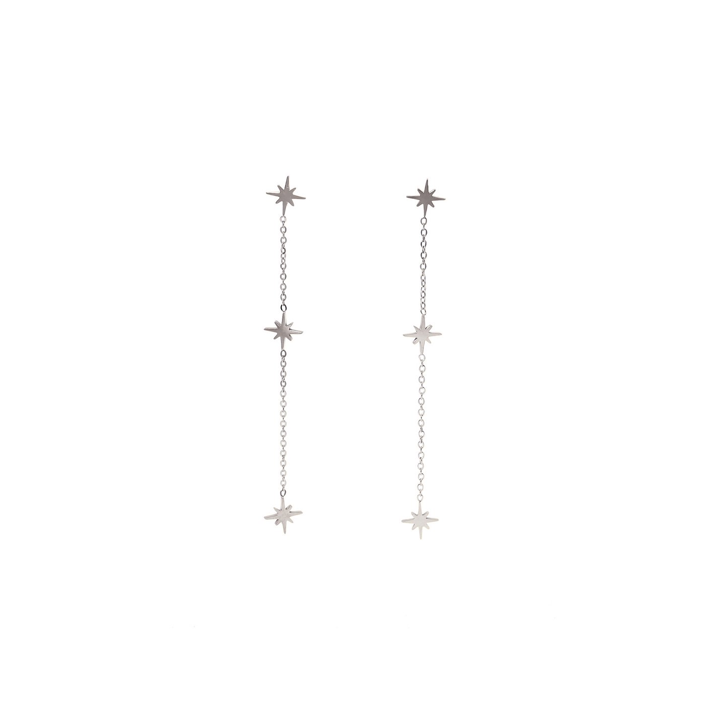 Boucles d\'oreilles en acier long étoiles GB