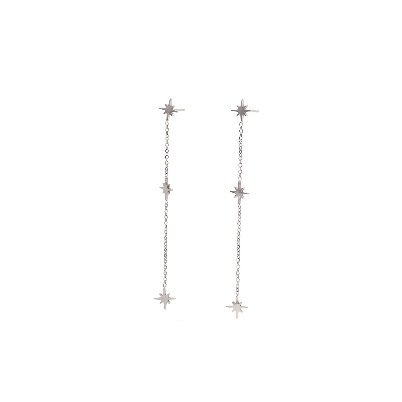 Boucles d\'oreilles en acier long étoiles GB