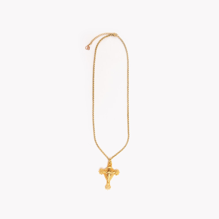 Semi precious necklace filigree crucifix GB