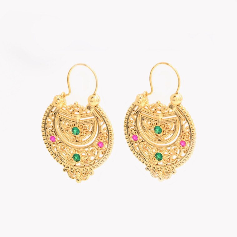 Semi precious earrings with colorful brilliants GB
