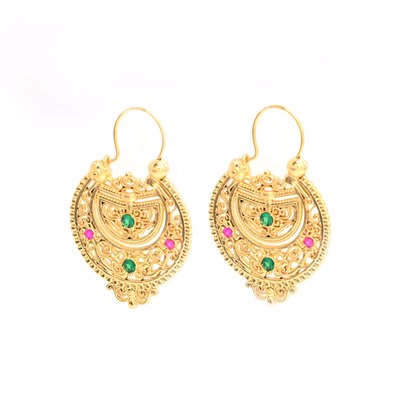 Boucles d'oreilles semi précieuses avec des brillants colorés GB