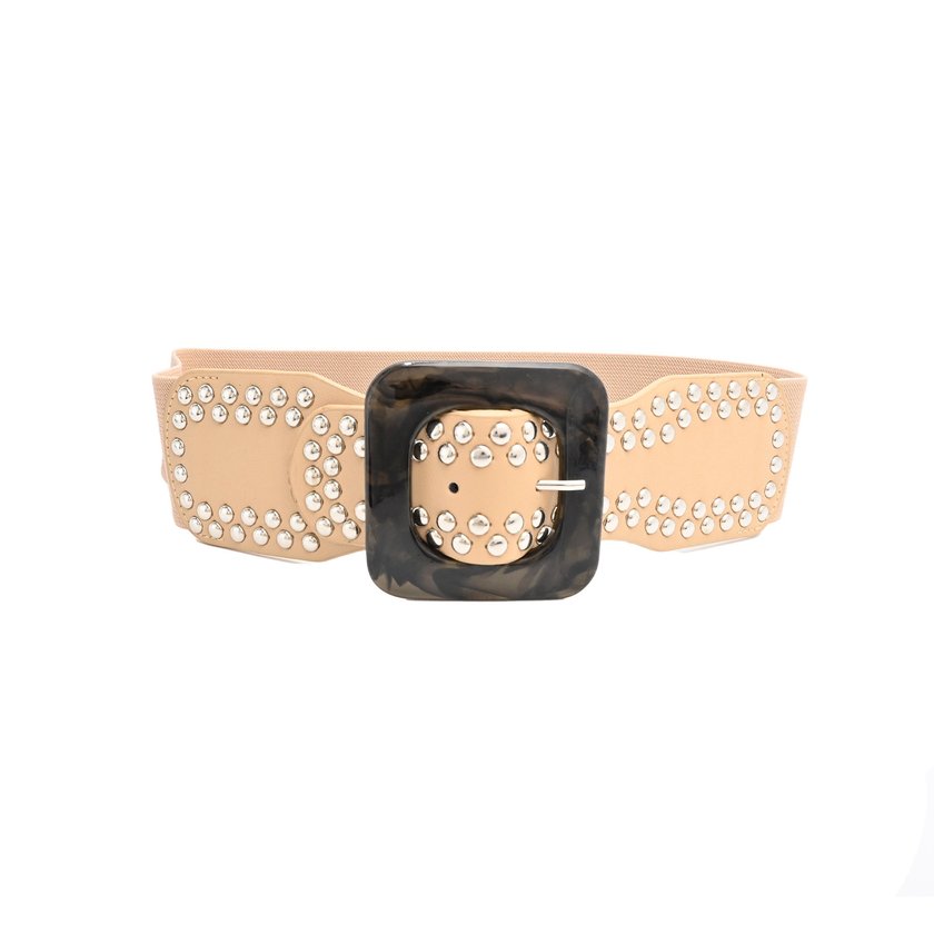 Wide belt with studs silver GB