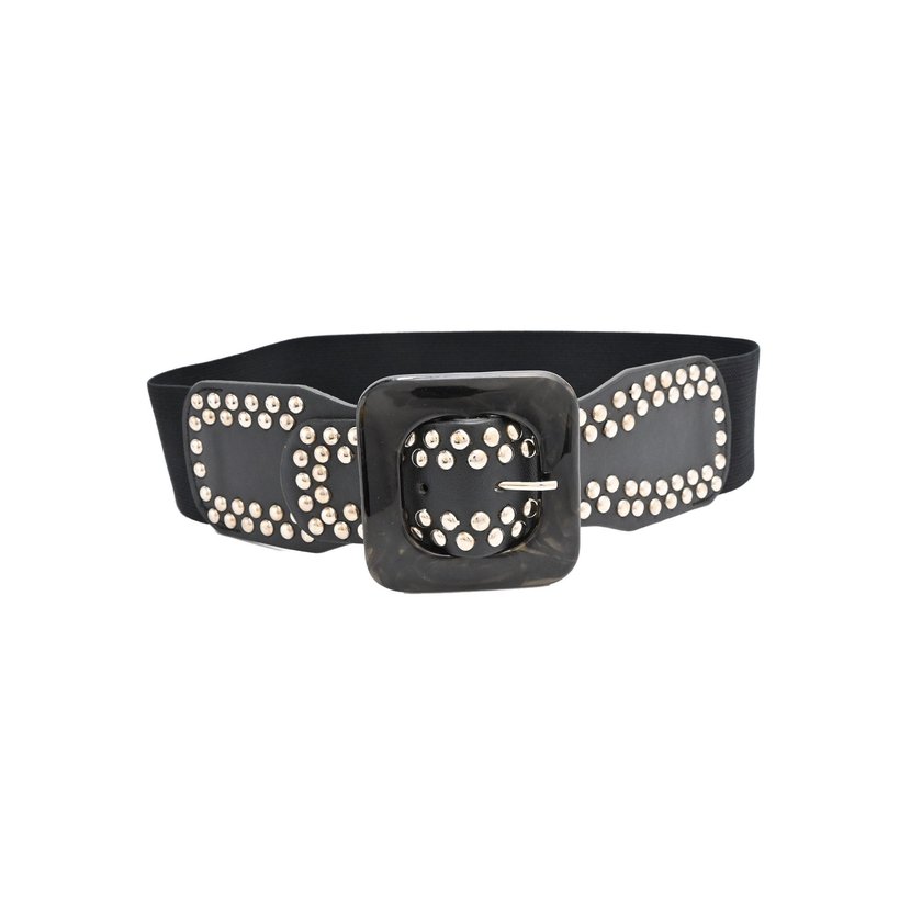 Wide belt with studs silver GB