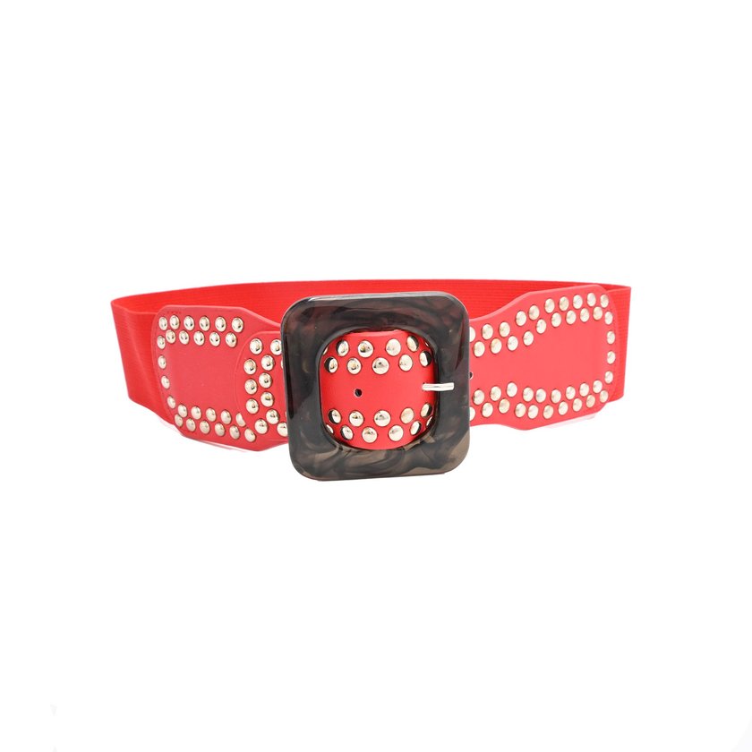 Wide belt with studs silver GB
