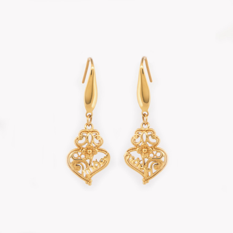 Gold plated earrings coração de viana and mãe GB