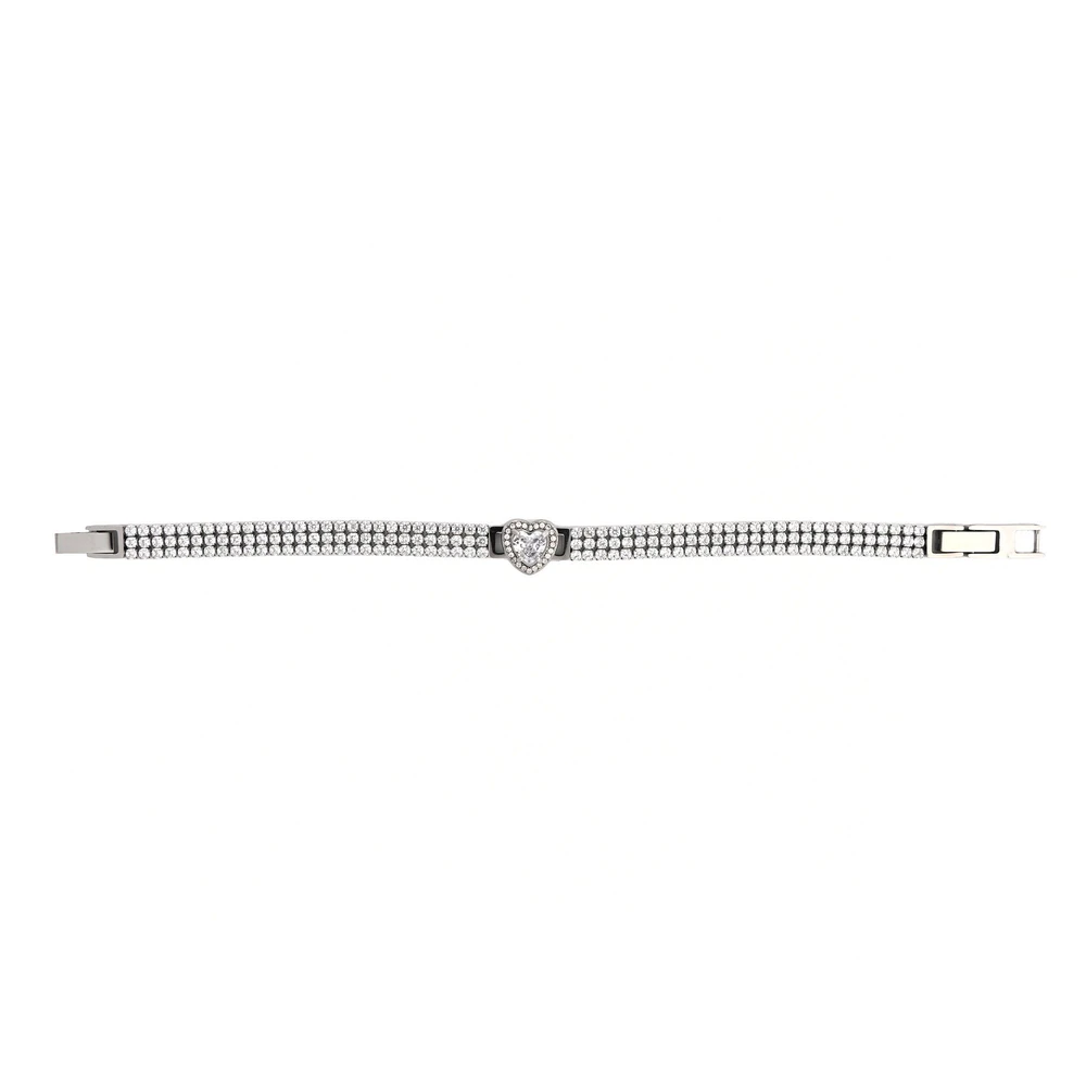 Bracciale in maglia con zirconi e cuore GB