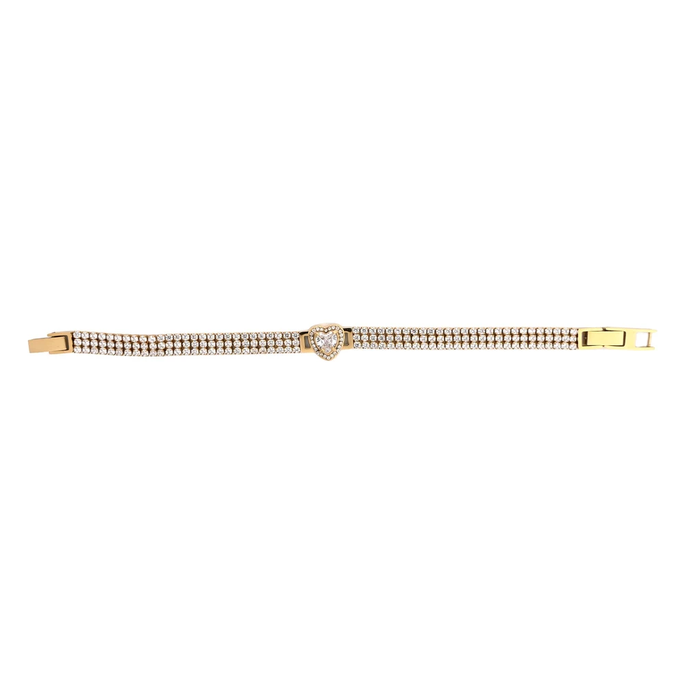 Bracciale in maglia con zirconi e cuore GB