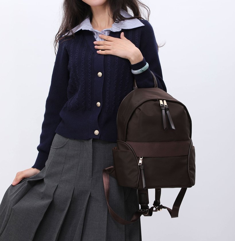 Nylon backpack with external pocket GB