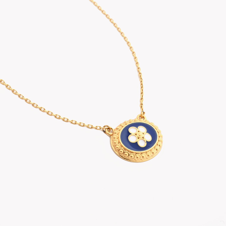Gold plated necklace traditional flower oval GB