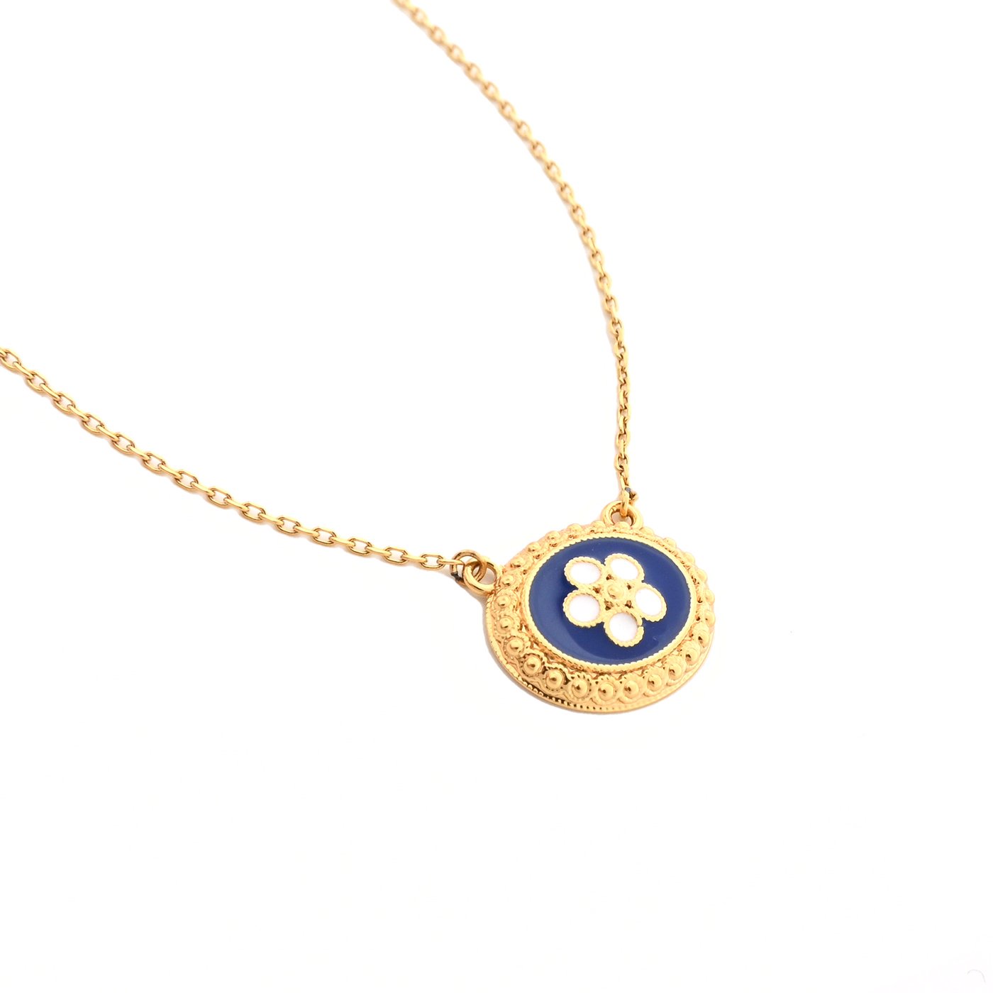 Gold plated necklace traditional flower oval GB