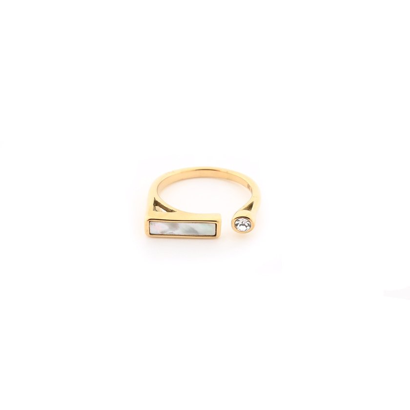 Steel ring geometric with brilliant GB