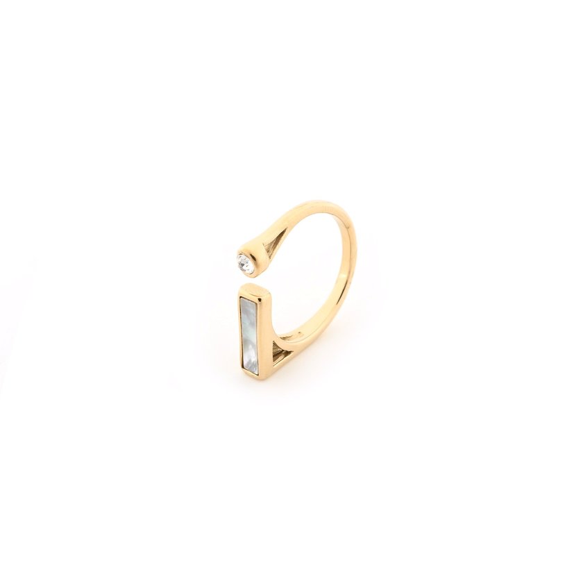 Steel ring geometric with brilliant GB