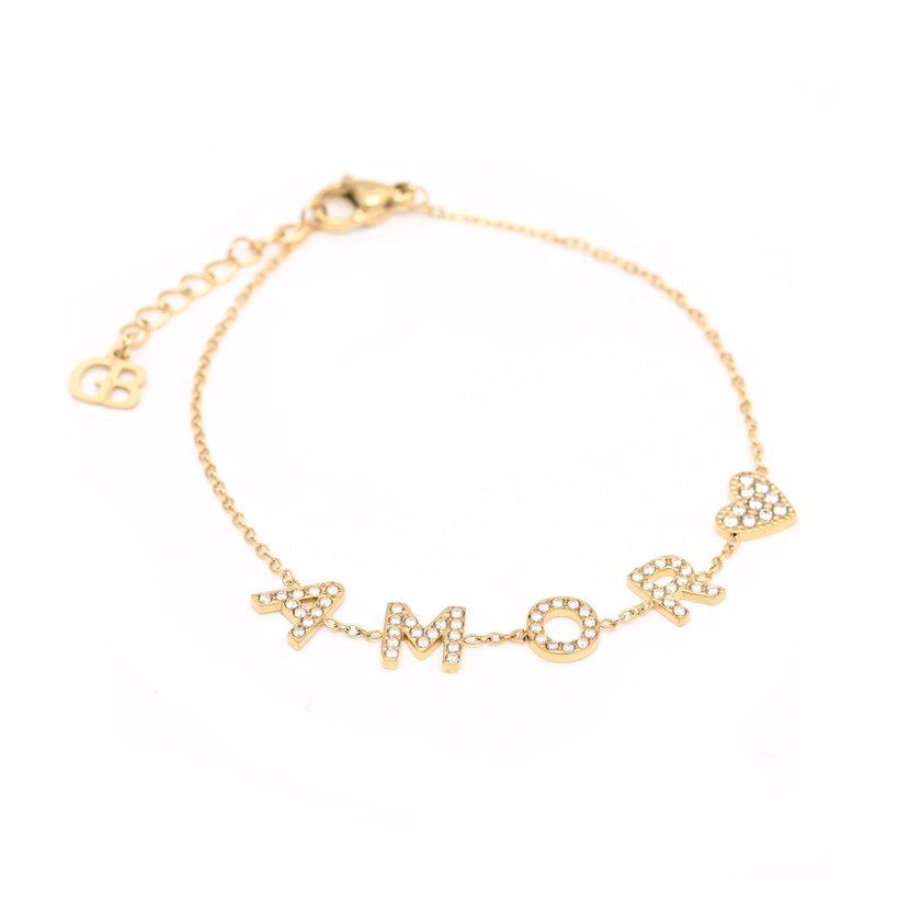 Pulseira aço coração e amor GB
