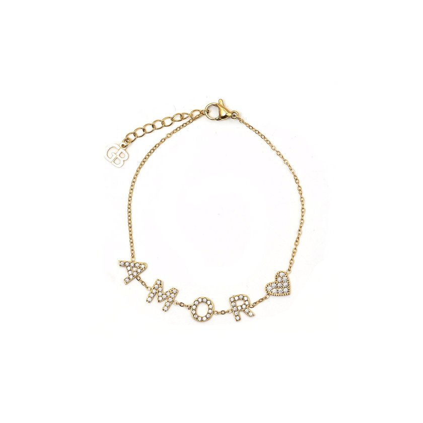 Pulseira aço coração e amor GB