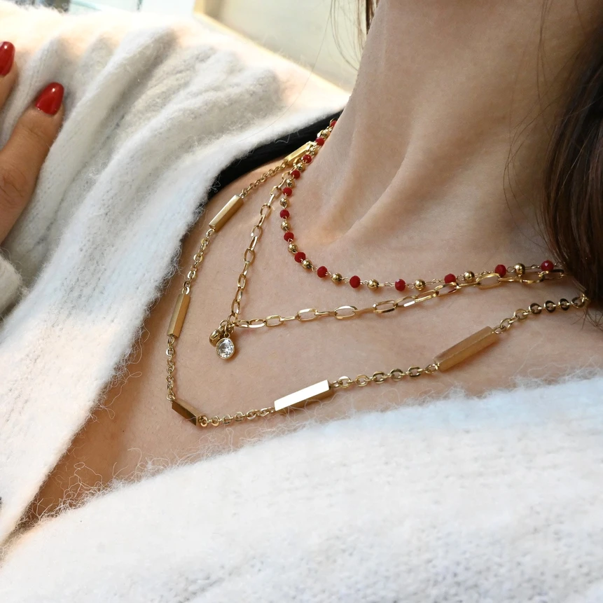 Steel cylinder necklace GB