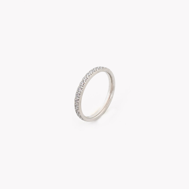 Thin steel ring with brilliants GB