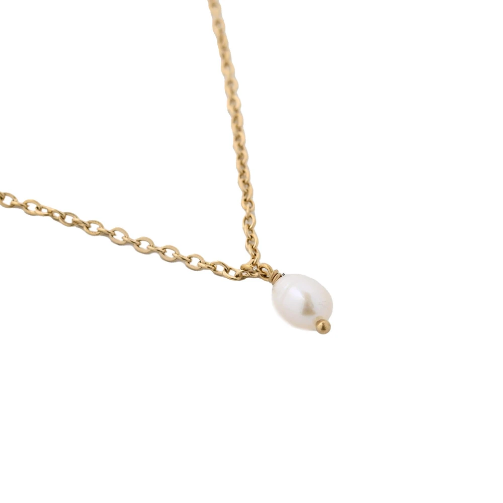 Collier acier tricoté de base perle GB