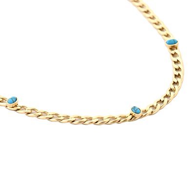 Collana in acciaio con pietre blu GB