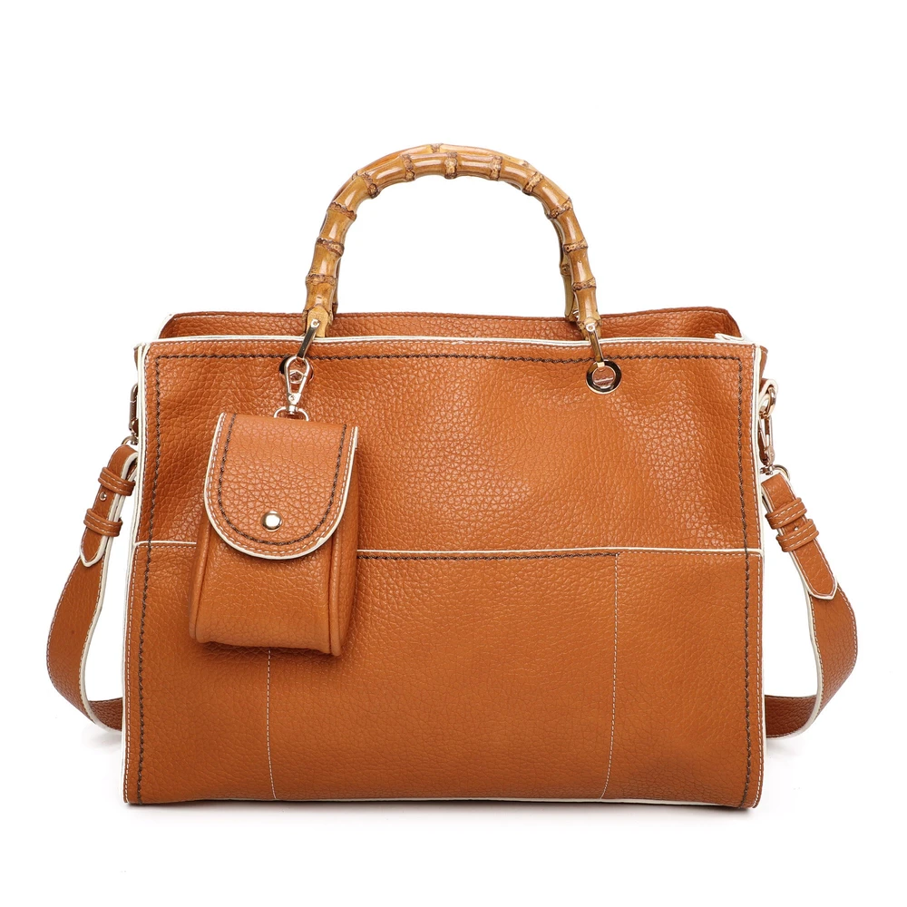 Synthetic bag with bamboo handle GB