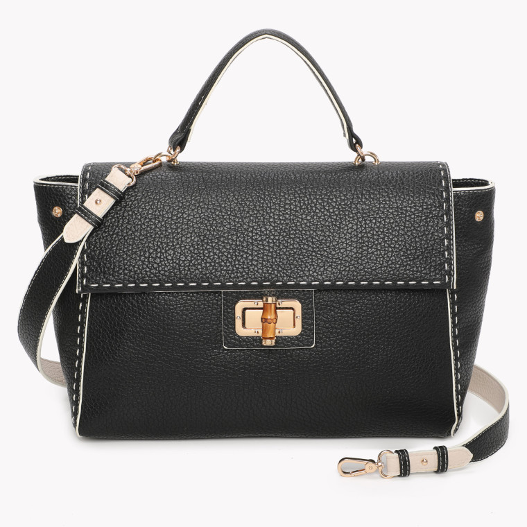 GB Bamboo Flap Closure Handbag