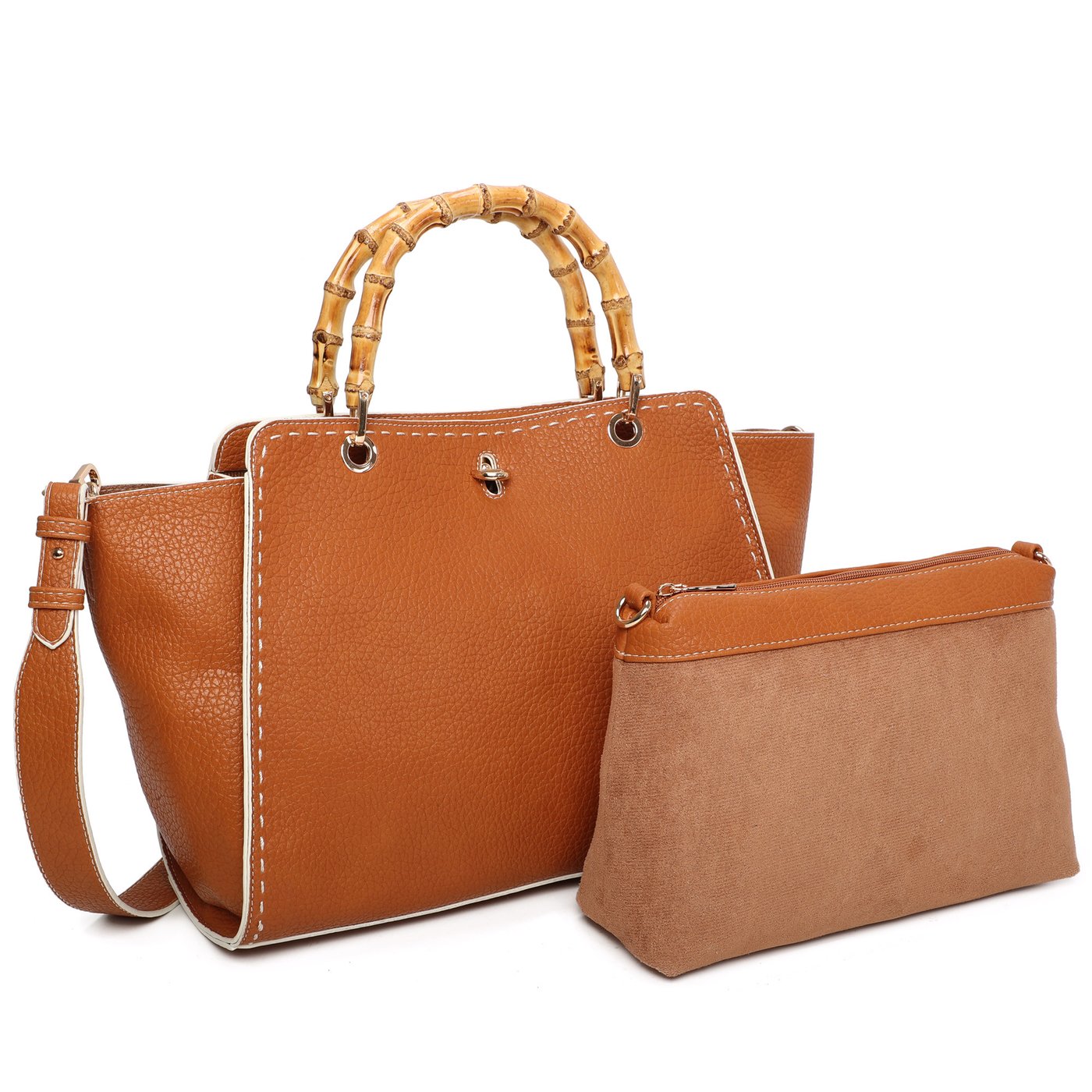 Handbag with GB bamboo handle