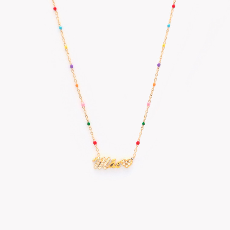 Mãe word steel necklace GB