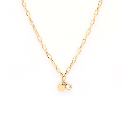 Collier en acier coeur avec brillant  GB