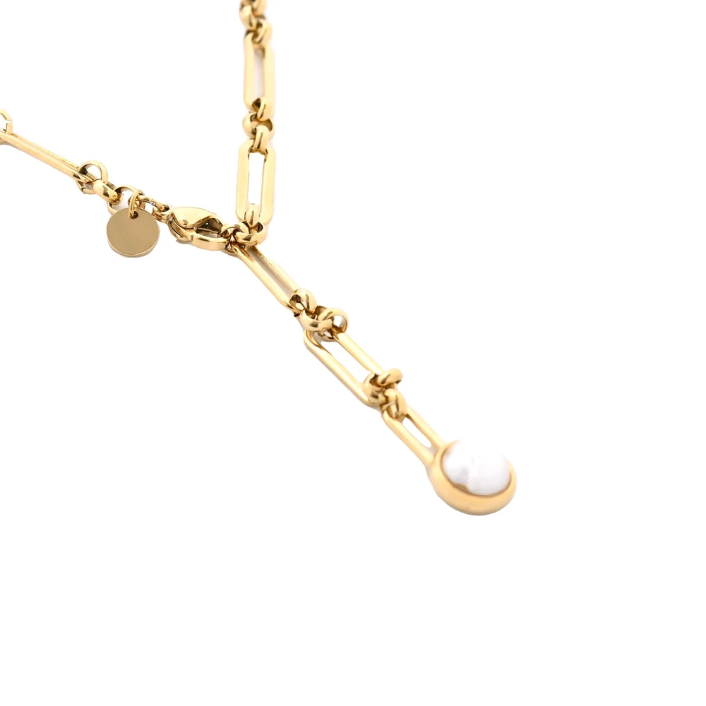 Steel necklace pearl GB