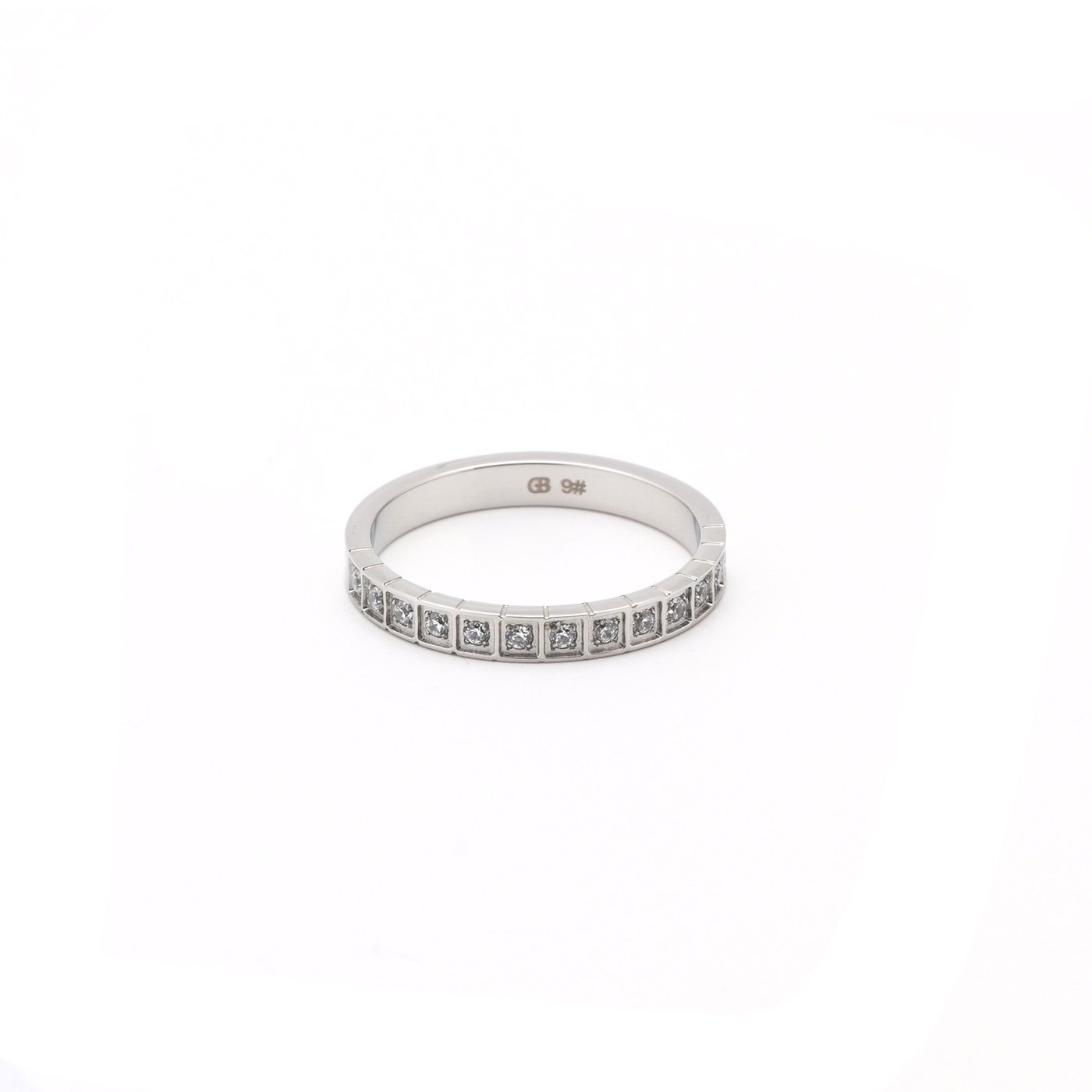 Thin basic steel ring with brilliants GB