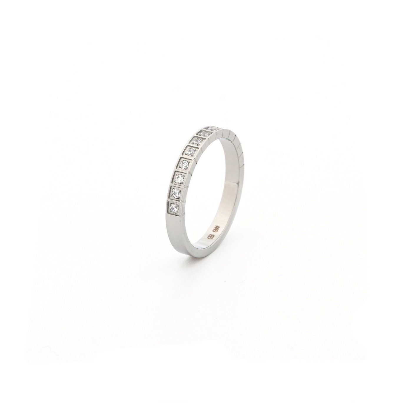 Thin basic steel ring with brilliants GB