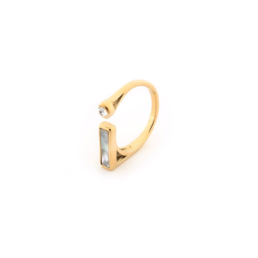 Steel ring geometric with brilliant GB
