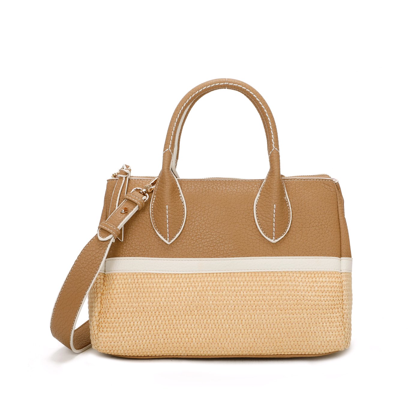 Synthetic bag with GB raffia detail