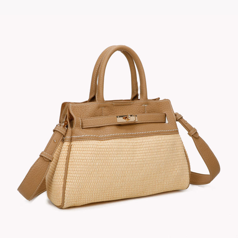 Raffia handbag with GB detail