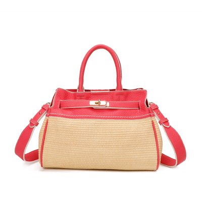 Raffia handbag with GB detail