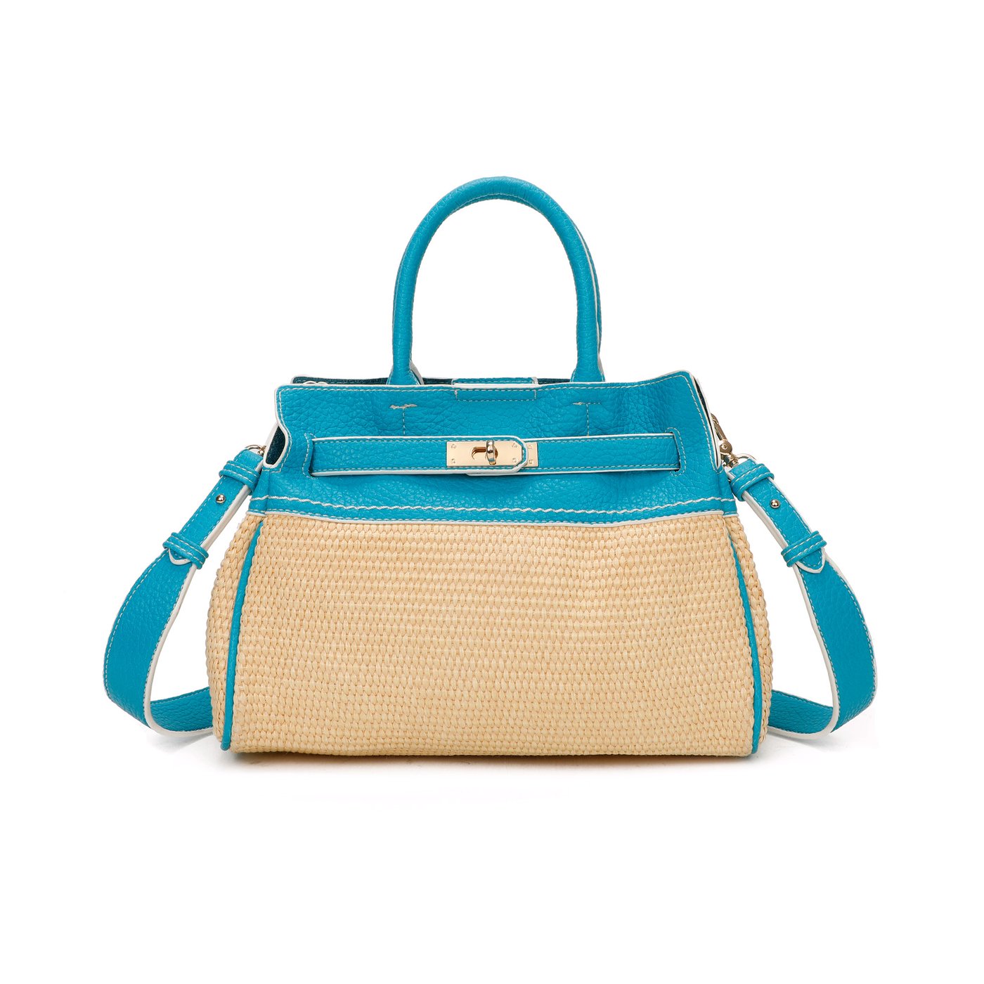 Raffia handbag with GB detail