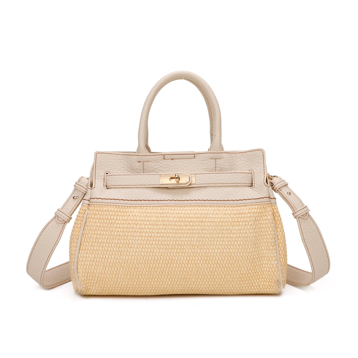 Raffia handbag with GB detail