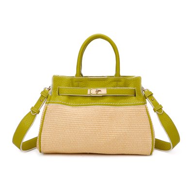 Raffia handbag with GB detail