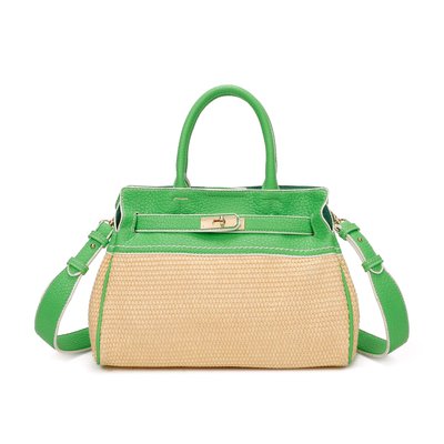 Raffia handbag with GB detail