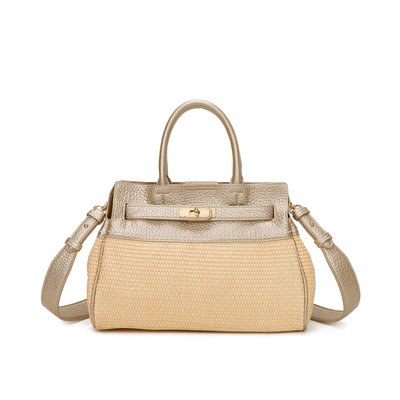 Raffia handbag with GB detail