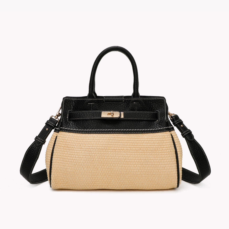 Raffia handbag with GB detail