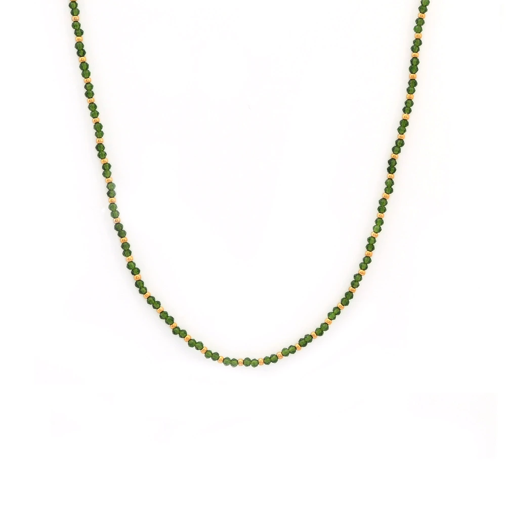 Steel necklace with colorful stones GB
